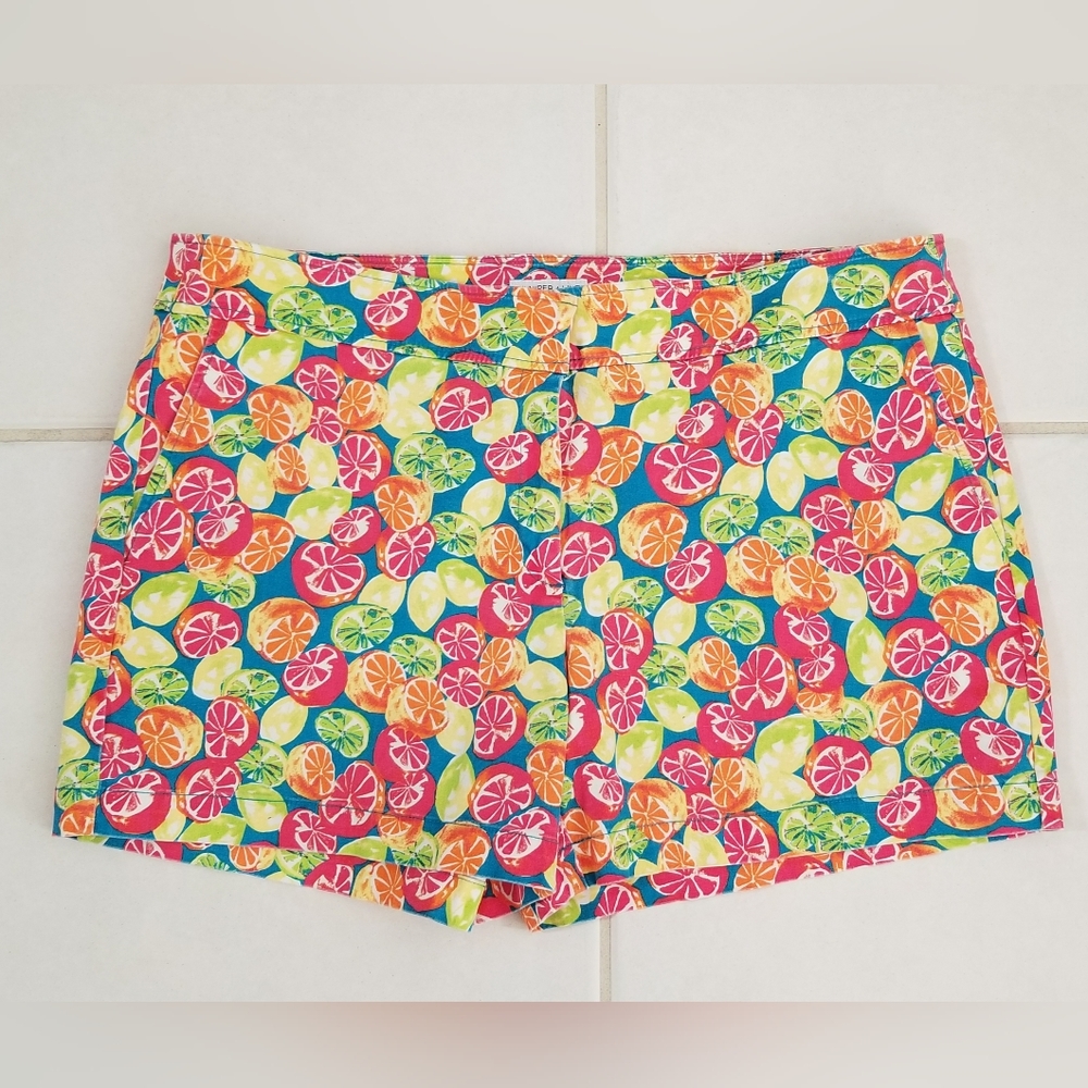 JUNIPER + LIME Bright Multi Color Citrus Slice 4" Shorts 16 - Picture 2 of 10